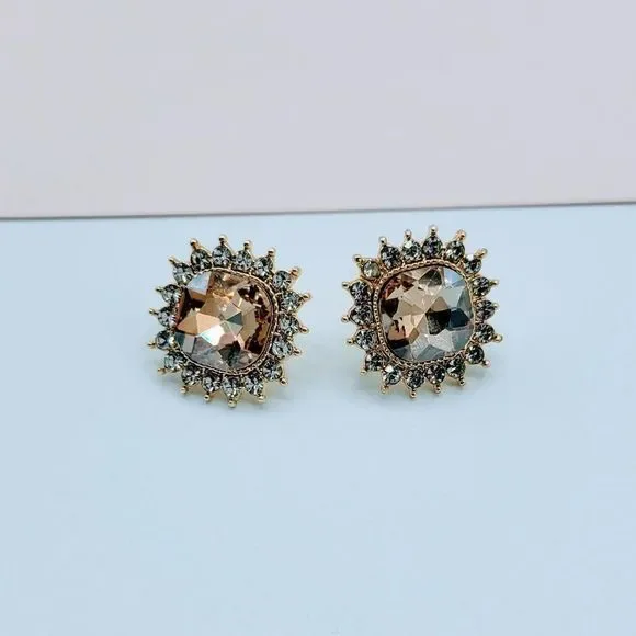 7/$35 Beige Crystal Large Stud Earrings - Picture 9 of 10